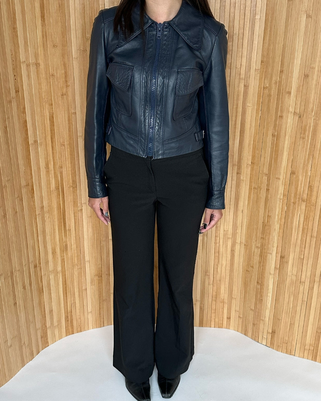 Dark blue cropped jacket | XS