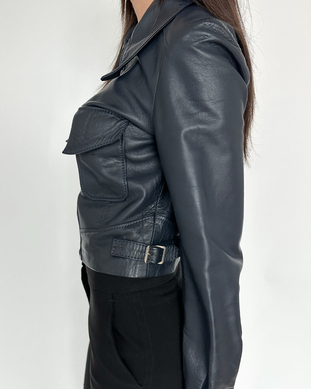 Dark blue cropped jacket | XS