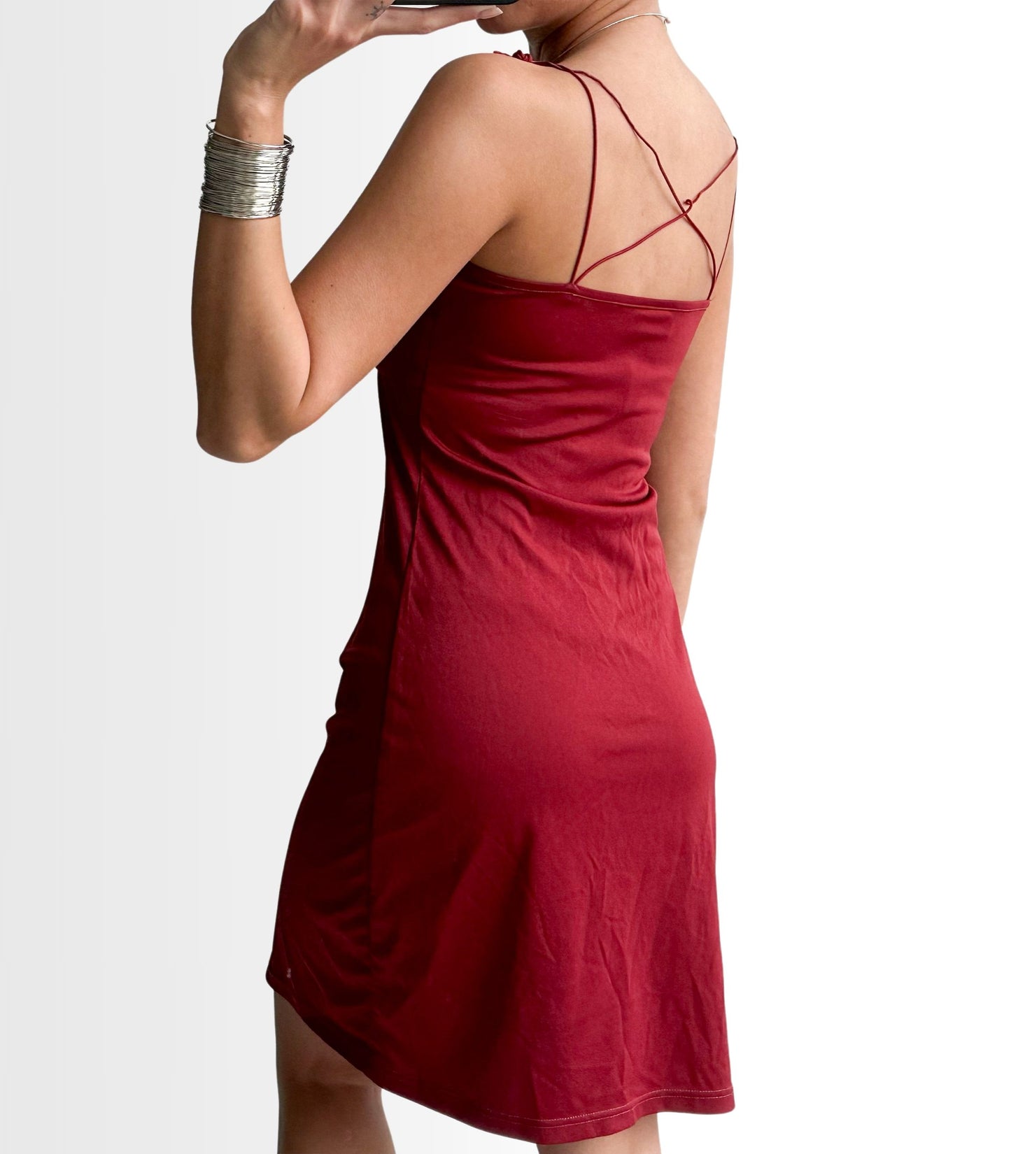 Red dress crossed back | XS