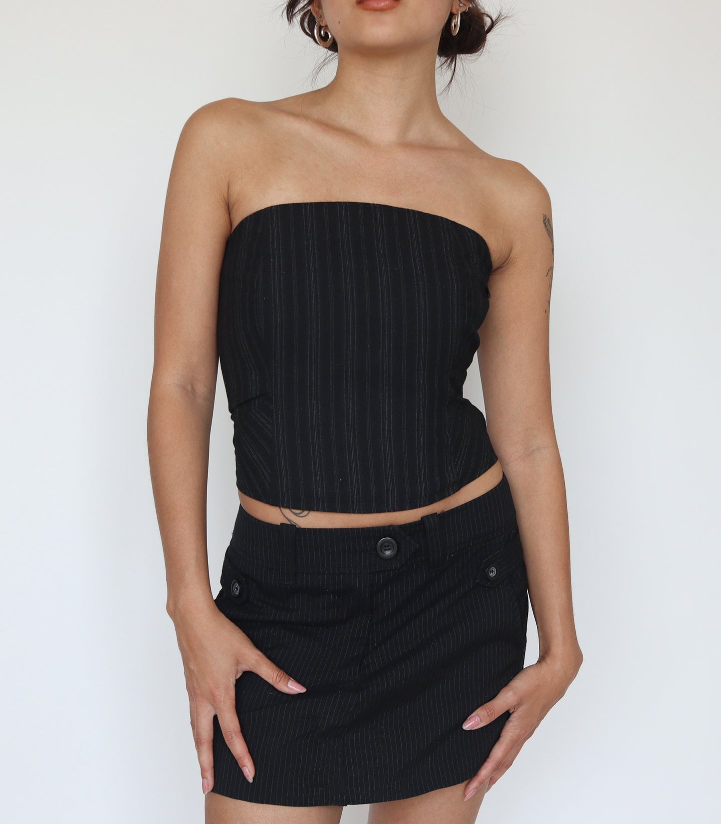 Chalk stripe corset top | S