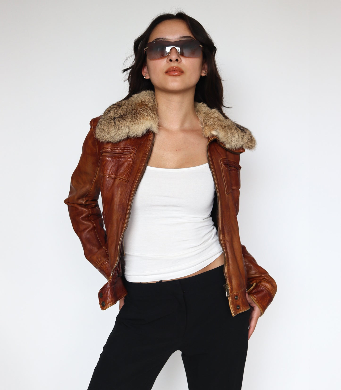 Rusty orange leather jacket | XS