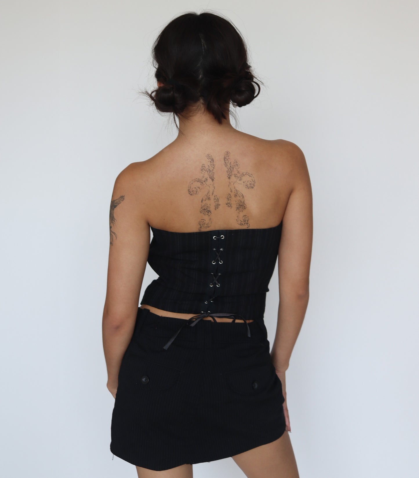 Chalk stripe corset top | S