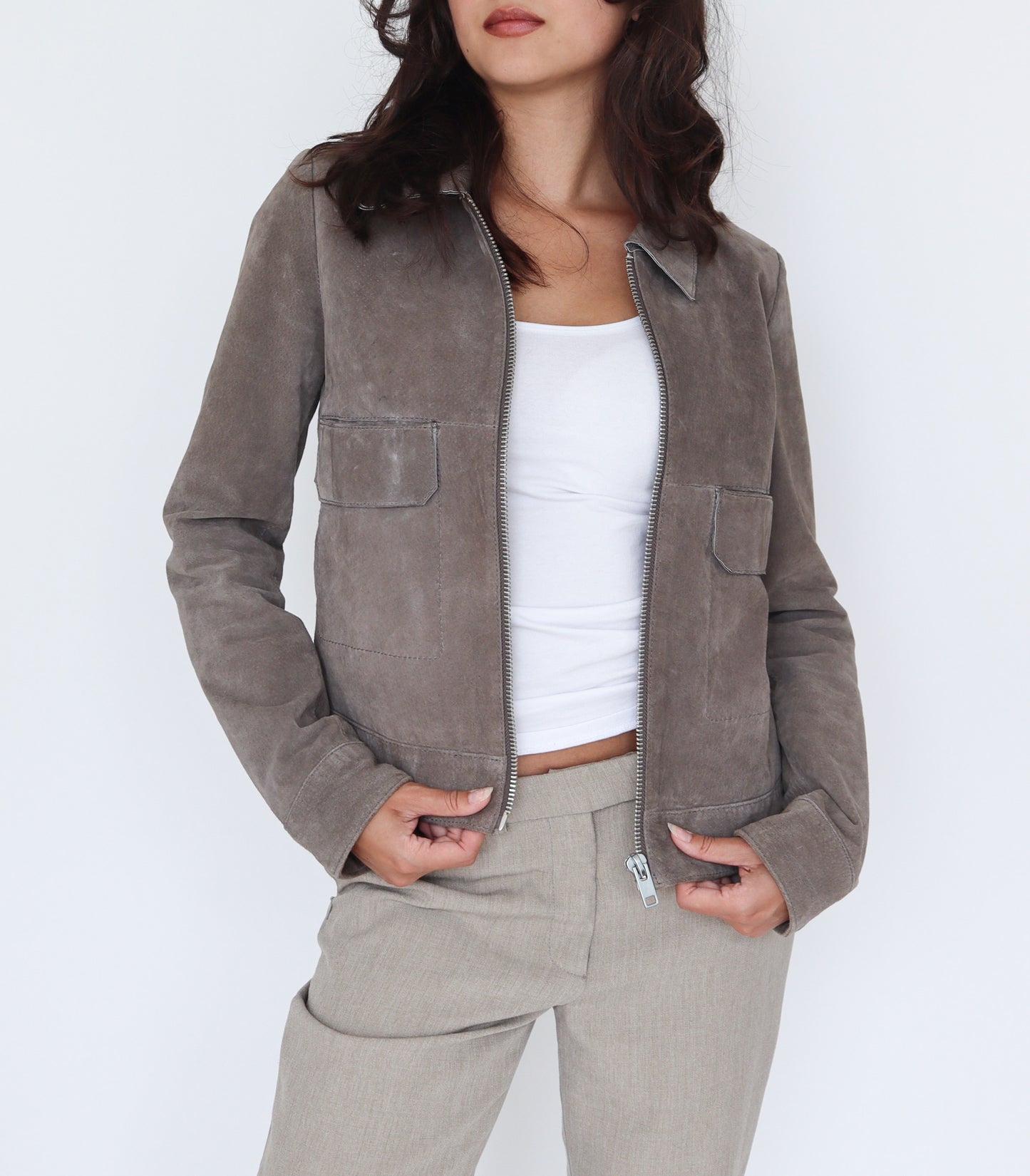 Grey suede jacket | XS