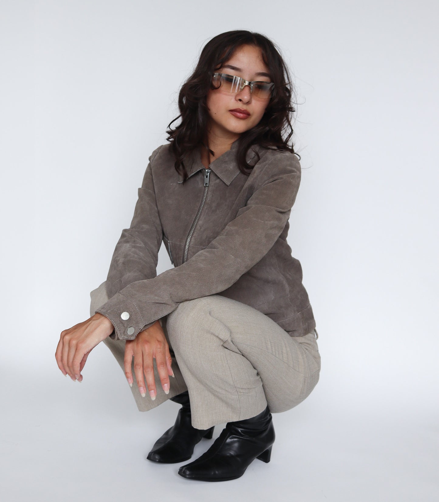 Grey suede jacket | XS