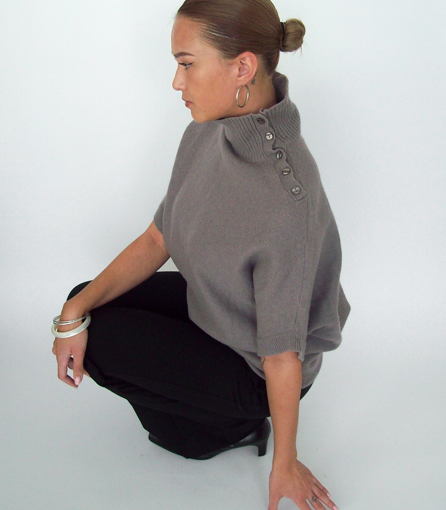 Wool wide sleeve top | M