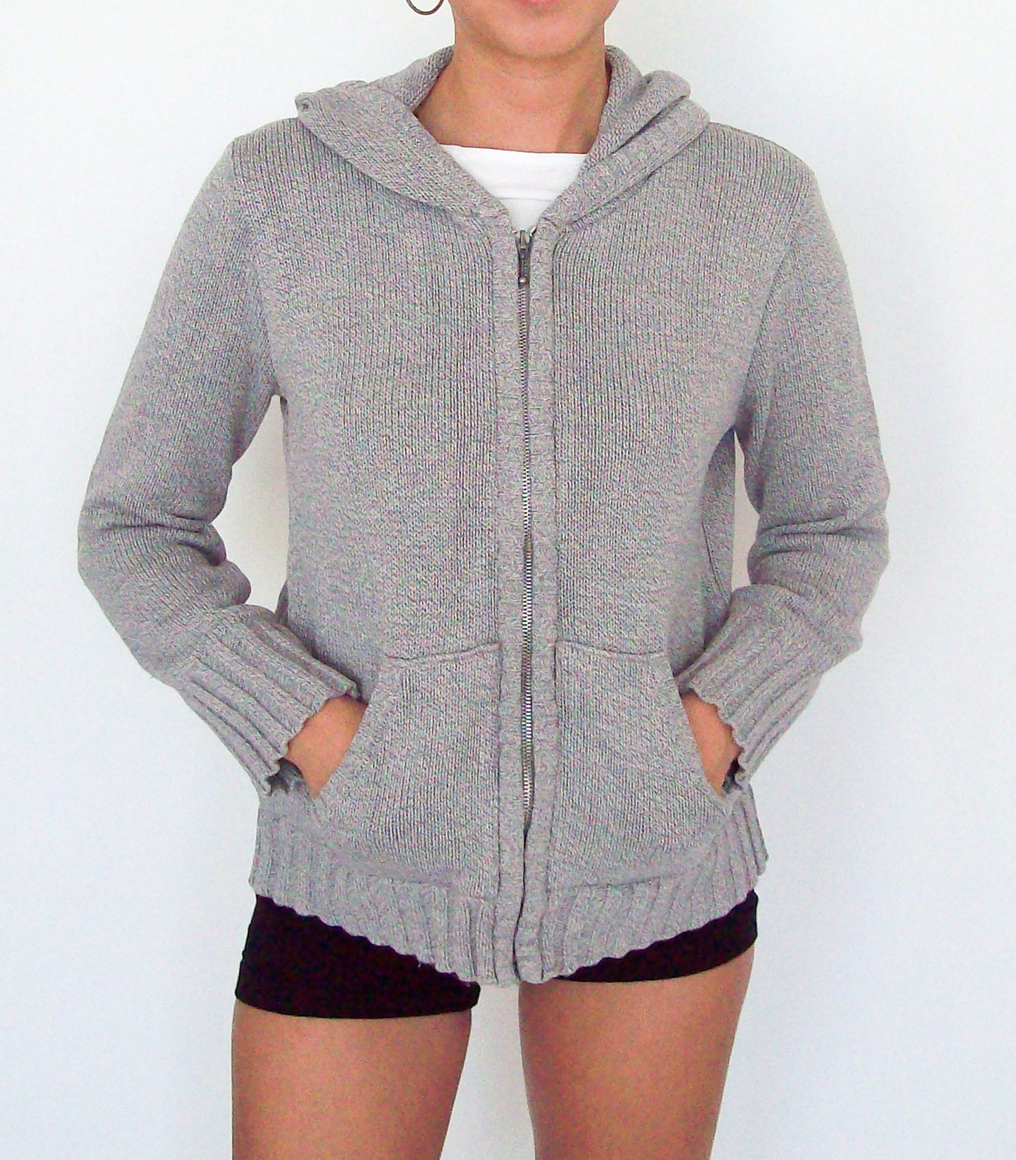 Grey knit hoodie | XS