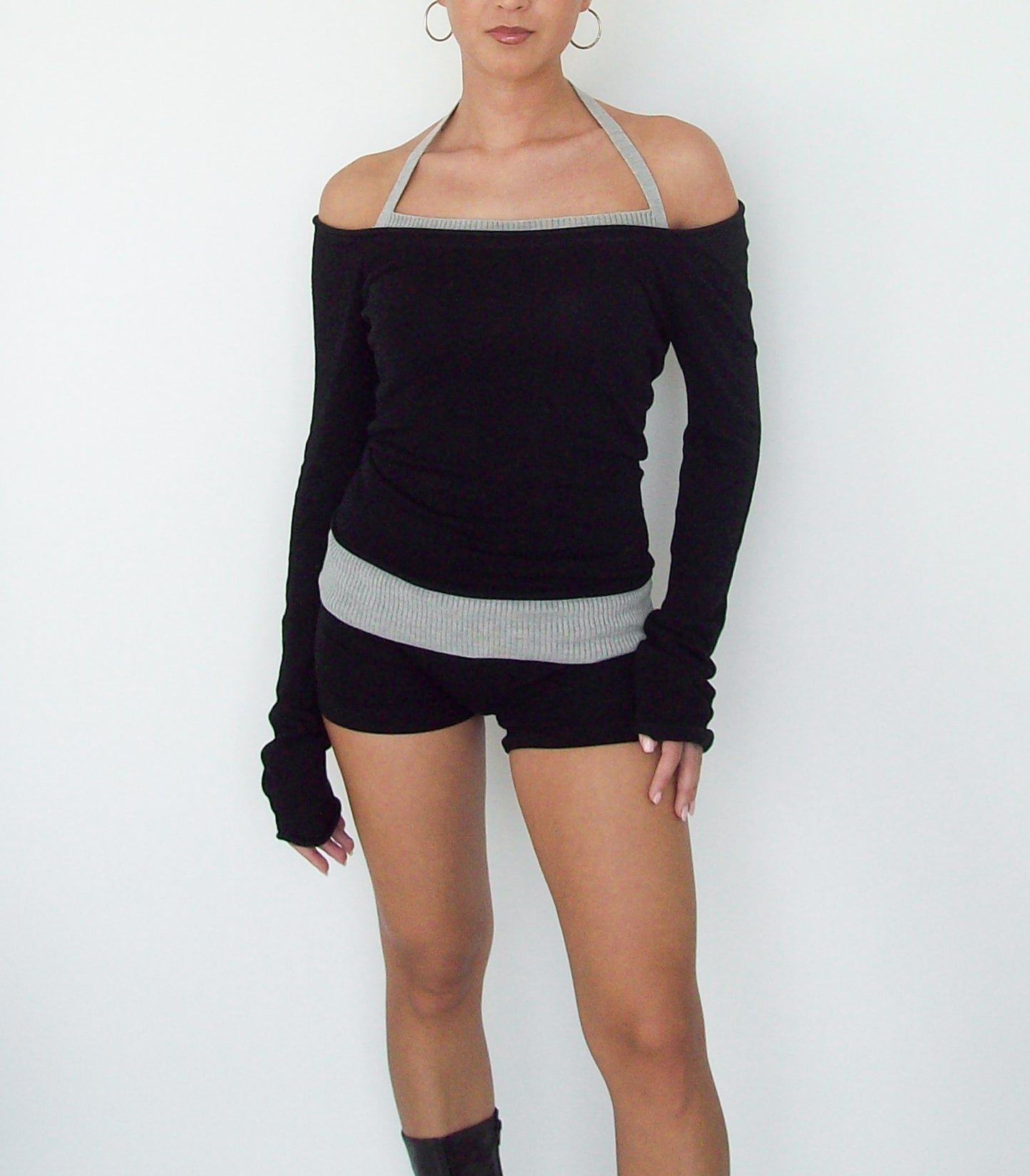 Y2K Halter grey black | S