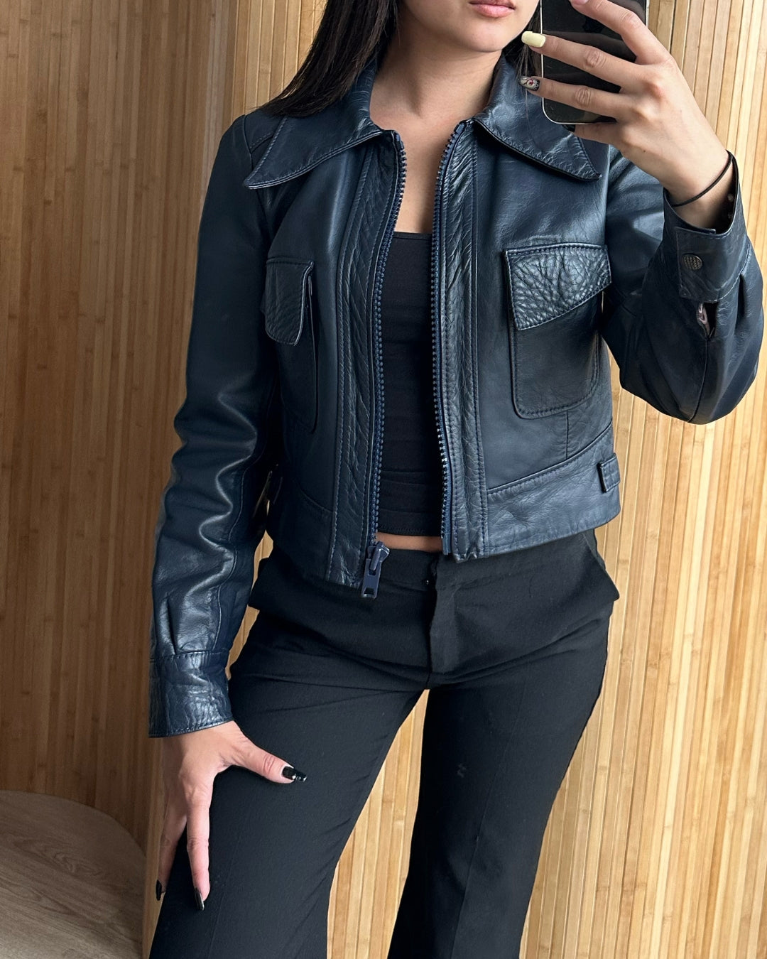 Dark blue cropped jacket | XS