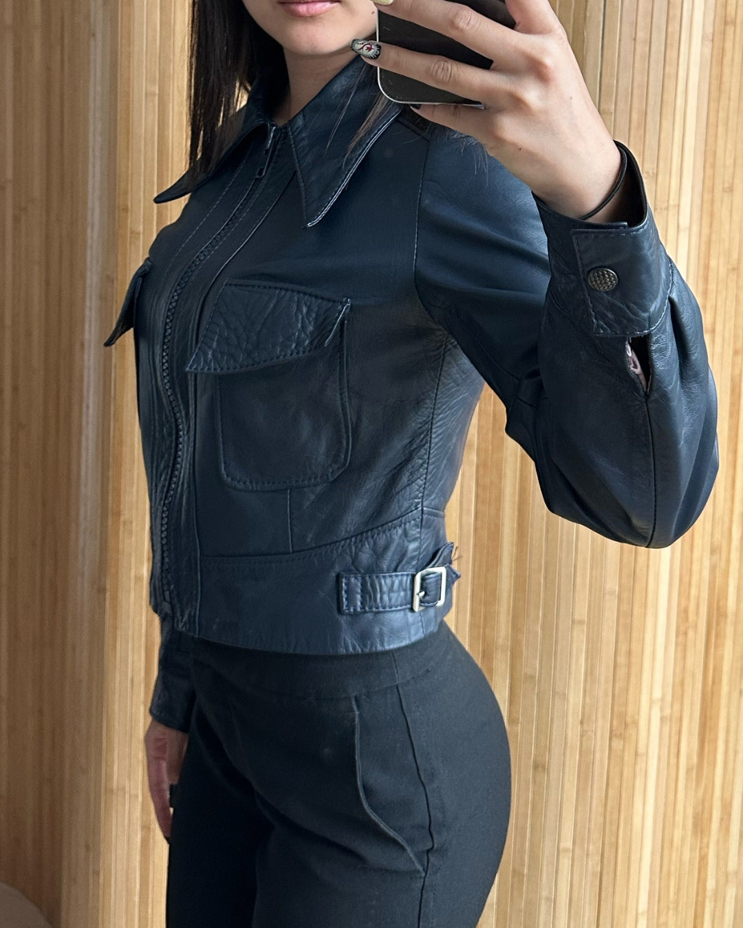 Dark blue cropped jacket | XS