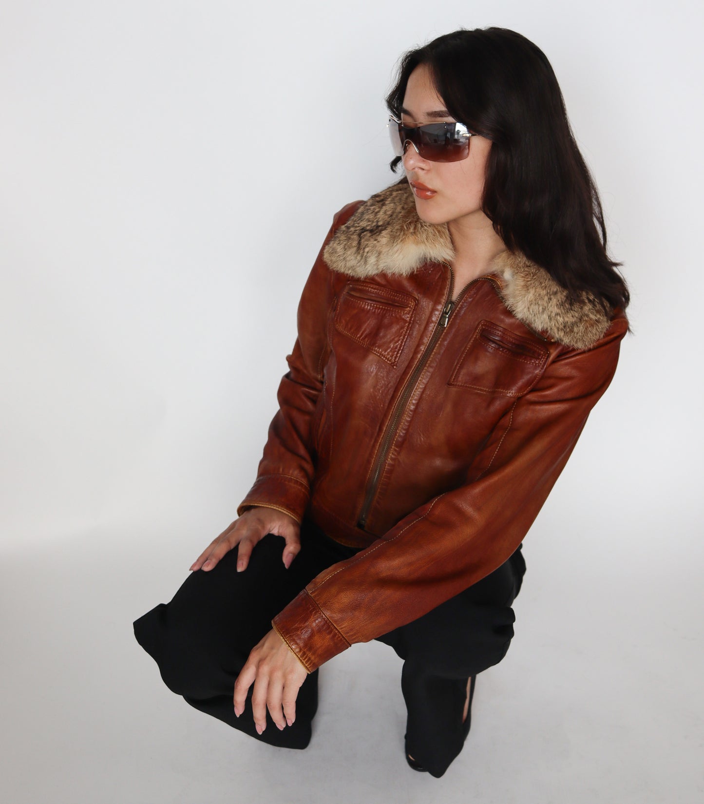 Rusty orange leather jacket | XS