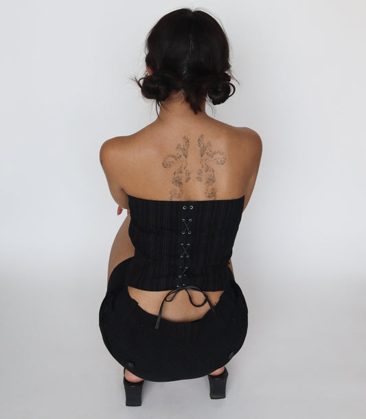 Chalk stripe corset top | S