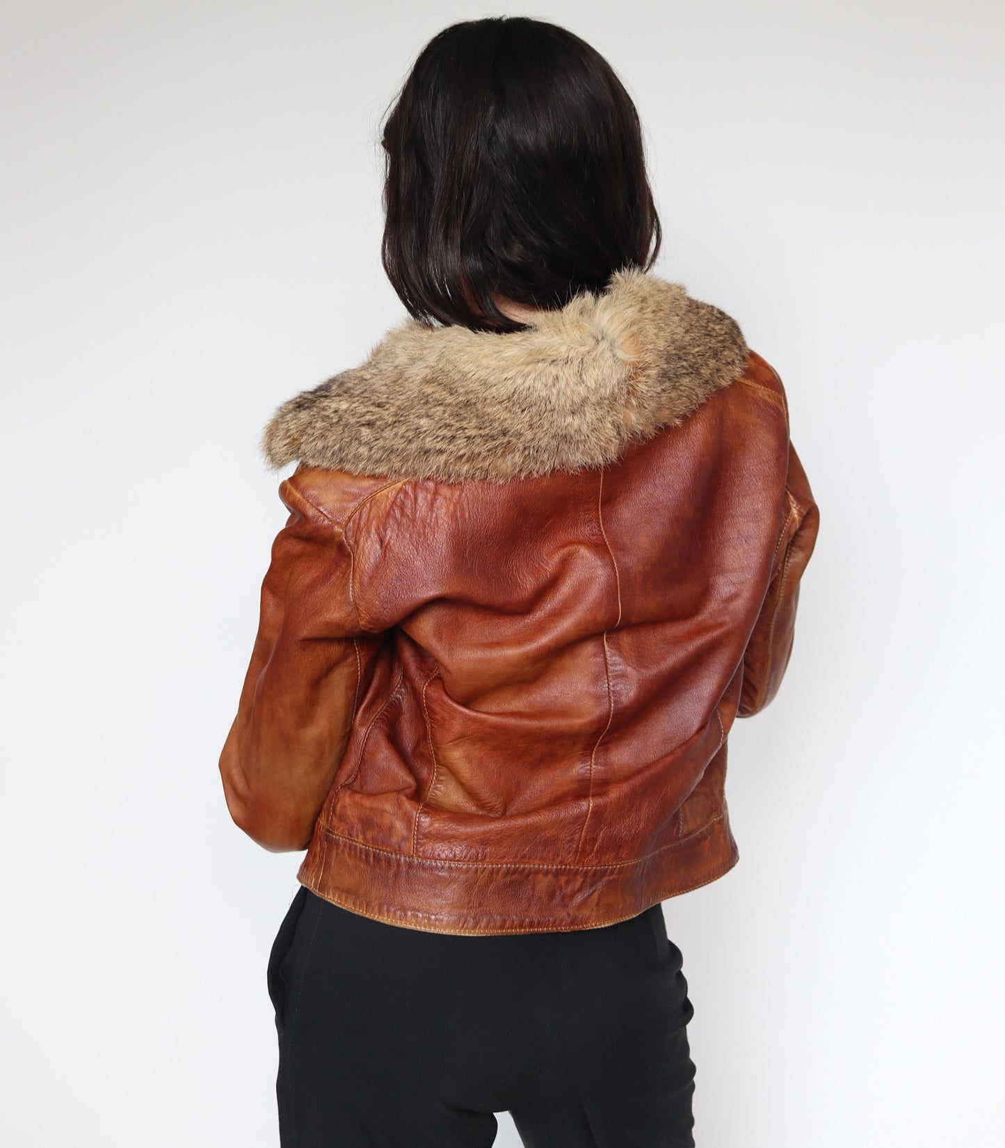 Rusty orange leather jacket | XS