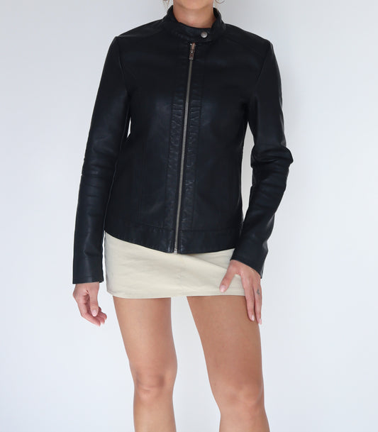 Imitation leather black jacket | XS