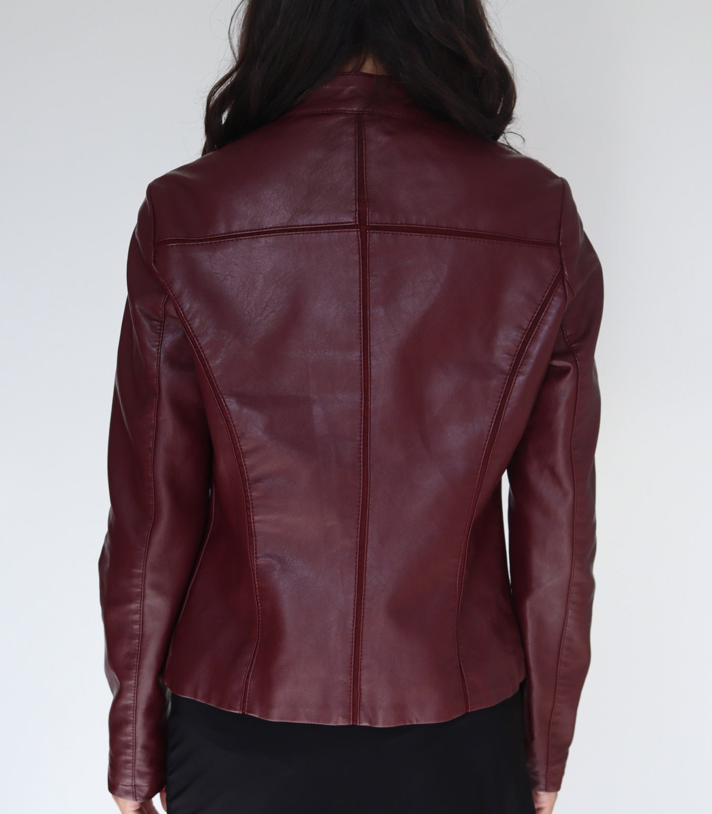 Imitation leather bordeaux jacket | XS