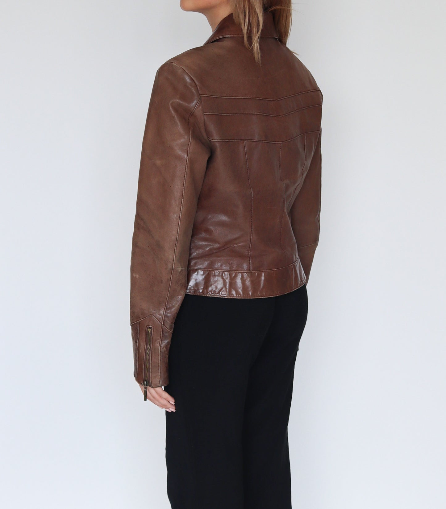 Brown leather jacket | XS/S