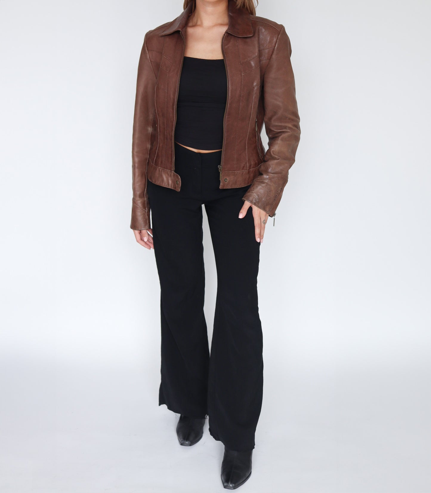 Brown leather jacket | XS/S