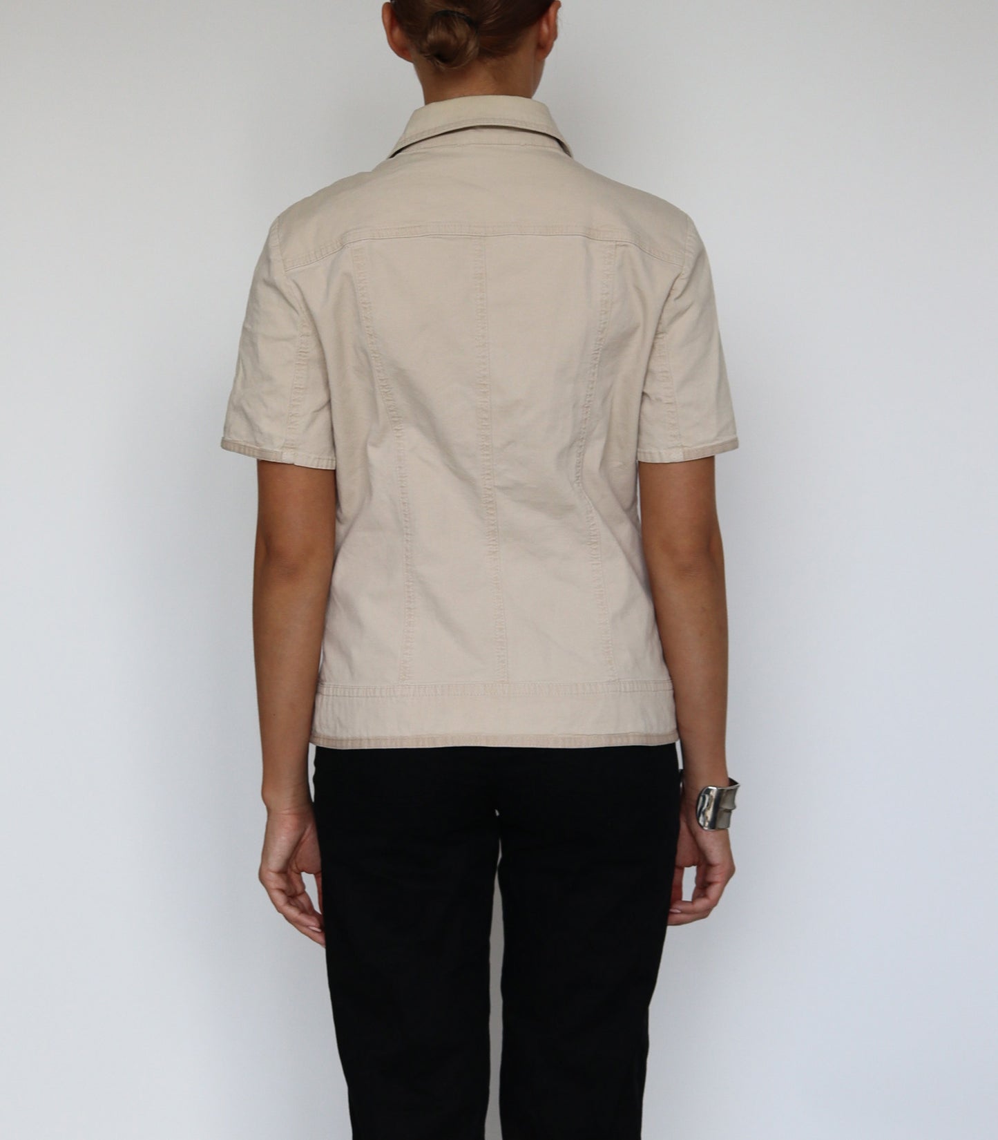 Boxy zipper blouse beige | XS/S