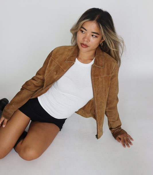 Suede jacket brown | XS