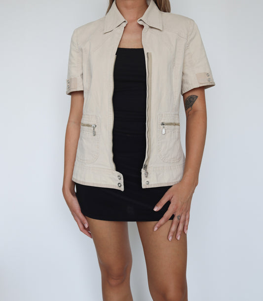 Boxy zipper blouse beige | XS/S