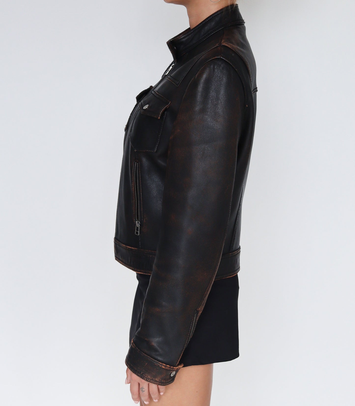 Distressed brown jacket | XS