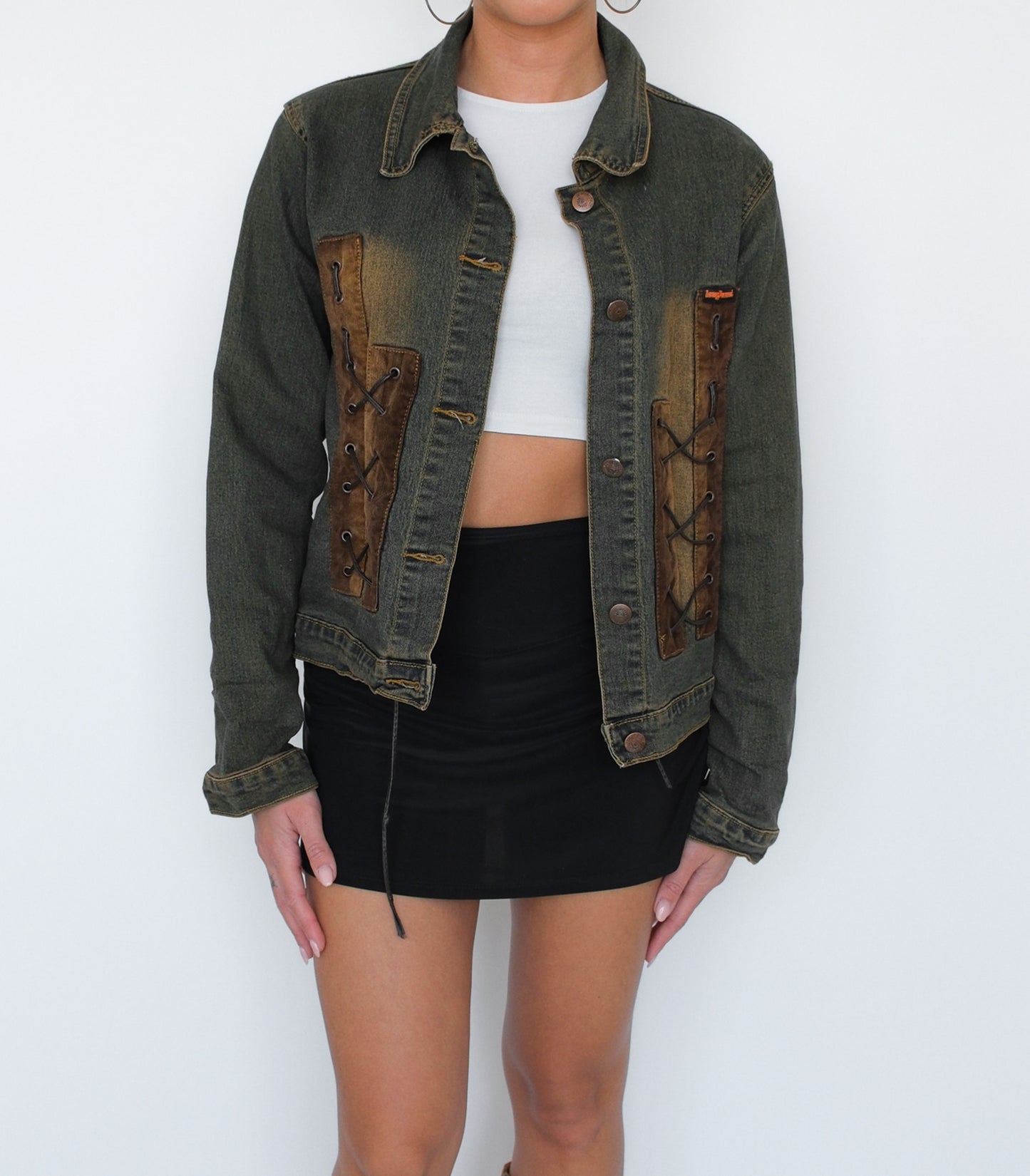 Denim jacket lace details | S