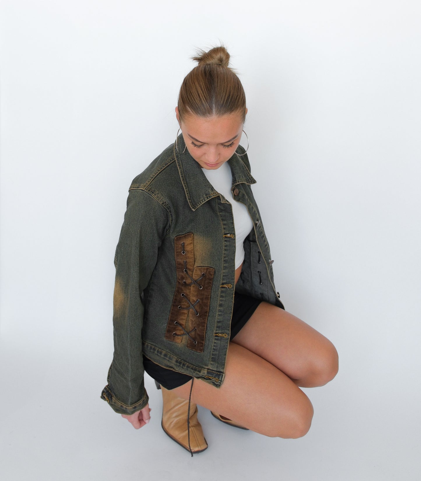 Denim jacket lace details | S