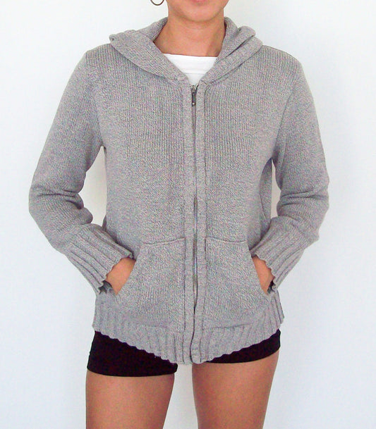 Grey knit hoodie | XS